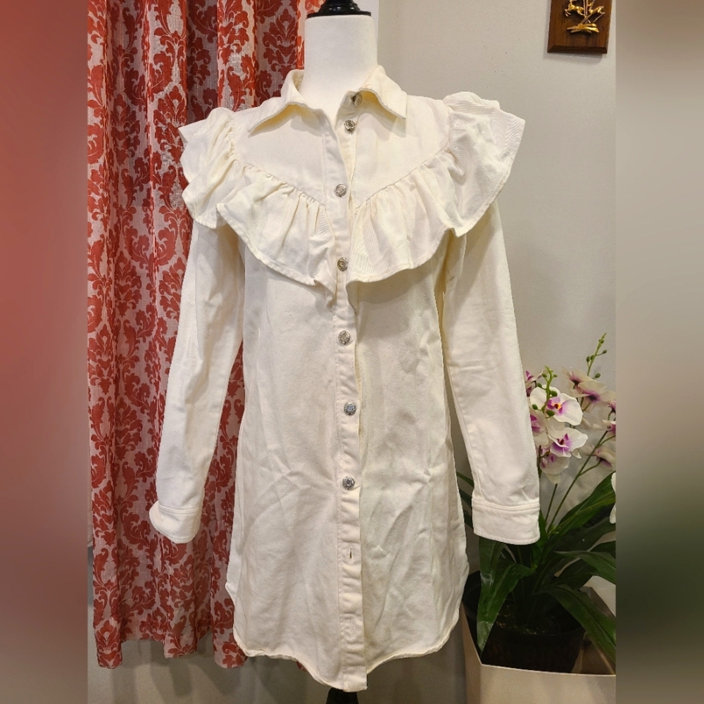 Zara White Denim Dress